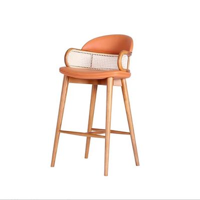 Modern Wood Bars Chairs Rattan High Bar Stools for Kitchen Dining Room Restaurant Green/Orange and Commercial Furniture