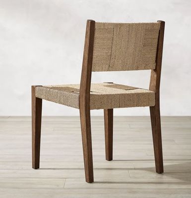 Natural Finish Nitrolacquer Solid Wood Woven Cord Oak Dining Chair for Modern Japanese Design Restaurant or Armrest