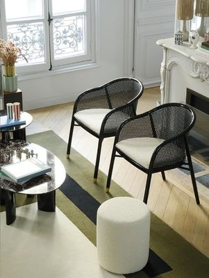 Chic Armchair Simple PU Leather/Fabric And Rattan Dining Living Room Furniture Restaurant Cover Japanese Style Modern Wood Chair