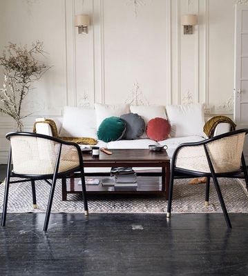 Chic Armchair Simple PU Leather/Fabric And Rattan Dining Living Room Furniture Restaurant Cover Japanese Style Modern Wood Chair