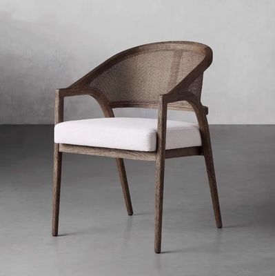 Simple Nordic Design Modern Solid Wood Rattan Fabric Dining Room Chair for Morden Restaurant