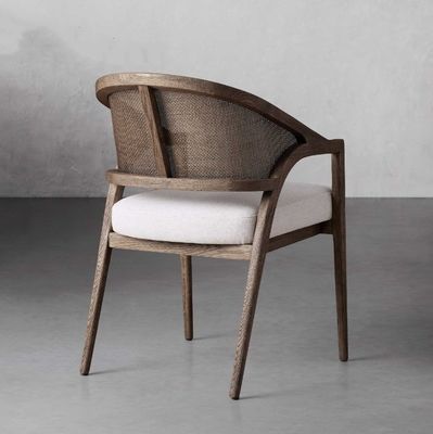 Simple Nordic Design Modern Solid Wood Rattan Fabric Dining Room Chair for Morden Restaurant