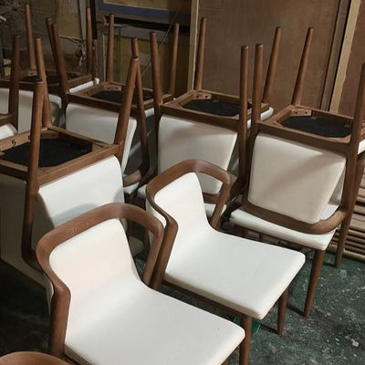 White/Brown Nordic Design Modern Sample Restaurant Chairs Solid Wood PU Leather Dining Room Chair