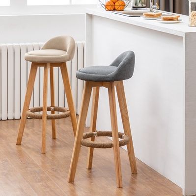 Detachable Ash Frame Luxury Bars Chairs Style Fabric/PU Leather Modern Wood Chair Bar Stool for Commercial Furniture