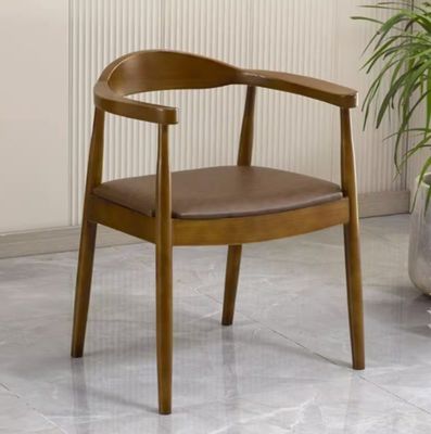 Customized Color Modern Nordic Solid Wood Dining Chair Ashwood Frame Leather Seat Wooden Chair Living Room Furniture