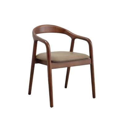 Nordic Modern Wood PU Leather Dining Wooden Living Room Furniture With Armrest For Customized Color in Office Building
