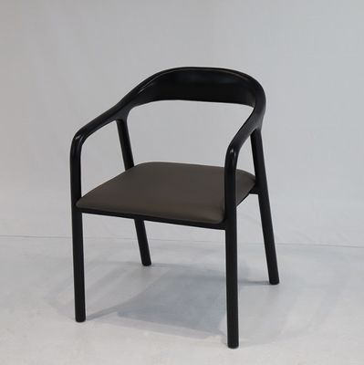 Nordic Modern Wood PU Leather Dining Wooden Living Room Furniture With Armrest For Customized Color in Office Building