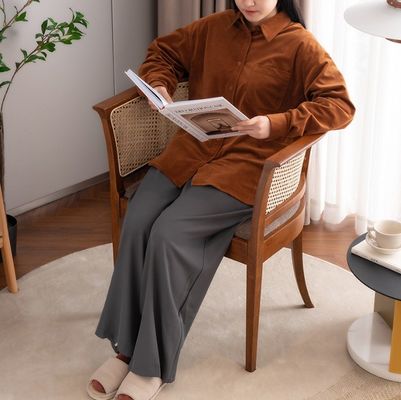 Simple Armchair Dining Chair With Modern Design And Natural Color Wood And Rattan Material For Office And Restaurant