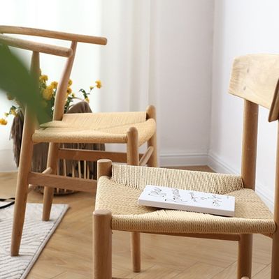 Dining Chair Best Customized Modern Style Oak Solid Wood Woven Cord Hotel Armrest Restaurant Chairs