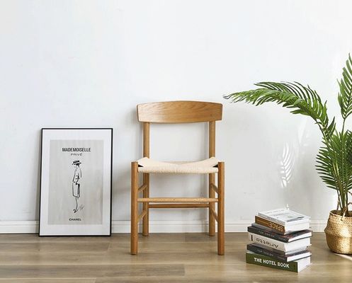 Dining Chair Best Customized Modern Style Oak Solid Wood Woven Cord Hotel Armrest Restaurant Chairs