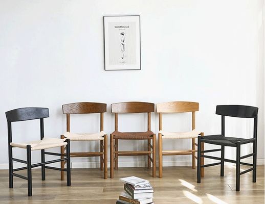 Dining Chair Best Customized Modern Style Oak Solid Wood Woven Cord Hotel Armrest Restaurant Chairs