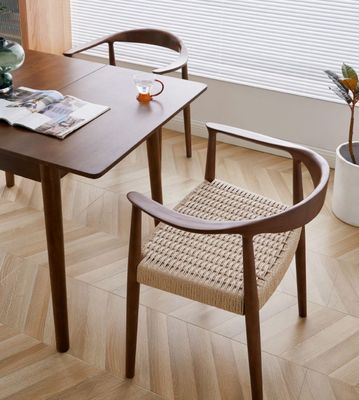 Home Furniture Modern North European Style Woven Cord Dining Chairs with Rubber Wood Frame