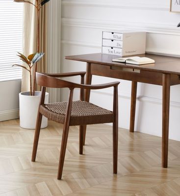 Home Furniture Modern North European Style Woven Cord Dining Chairs with Rubber Wood Frame