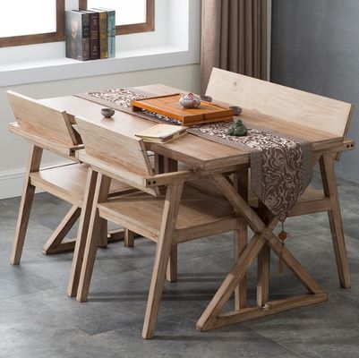 Living Room Furniture Dining Chair Japanese Design Modern Solid Wood Restaurant Chair with Armrest and Rubber Wood Cover Material