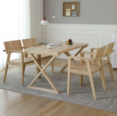 Living Room Furniture Dining Chair Japanese Design Modern Solid Wood Restaurant Chair with Armrest and Rubber Wood Cover Material