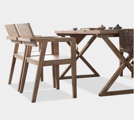 Living Room Furniture Dining Chair Japanese Design Modern Solid Wood Restaurant Chair with Armrest and Rubber Wood Cover Material
