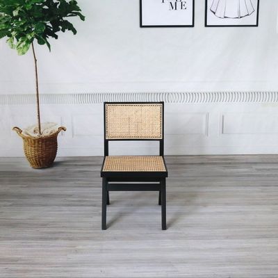 Hall Modern Simple Solid Wood Rattan Backrest Dining Room Chair For Living Room Furniture Rubber Wood