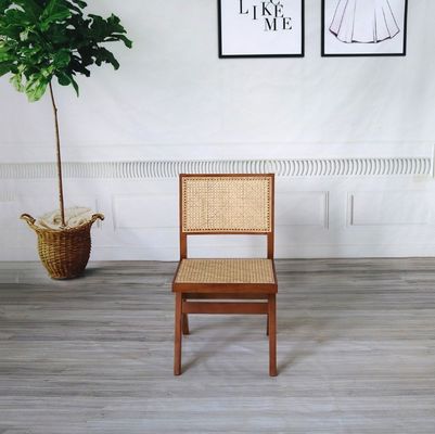 Hall Modern Simple Solid Wood Rattan Backrest Dining Room Chair For Living Room Furniture Rubber Wood
