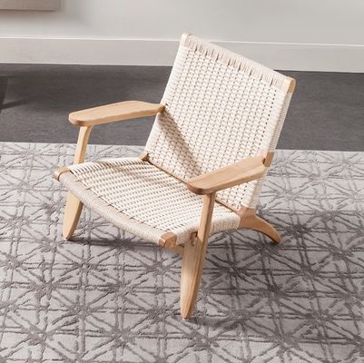 Modern Style Living Room Furniture Solid Wood Dining Chair with Woven Cord Seat and Wooden Arm in Natural/Walnut/Black