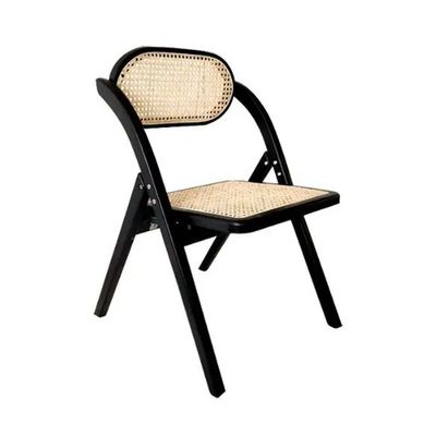 General Home Furniture Sturdy French Modern Style Foldable Chair Rattan Back Solid Wood Dining Chair Folding Chair