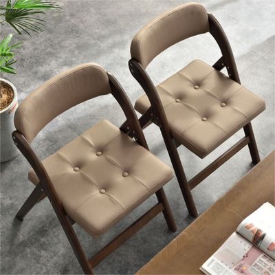 PU Leather Upholstered Solid Wood Folding Chair for Restaurant Hotel in Nordic Modern Style
