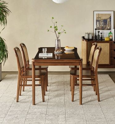 Living Room Furniture Finish Nitrolacquer Solid Wood Dining Chair for Rattan Leisure Design