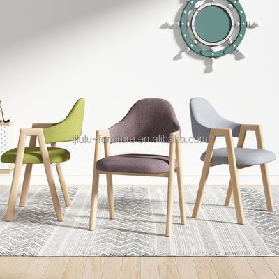 Wooden Frame Dinning Room Chair Nordic Home Furniture Kitchen Upholstered Fabric Seat for Hotel Restaurant and Home