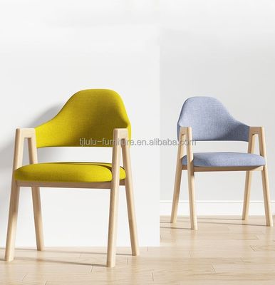 Wooden Frame Dinning Room Chair Nordic Home Furniture Kitchen Upholstered Fabric Seat for Hotel Restaurant and Home