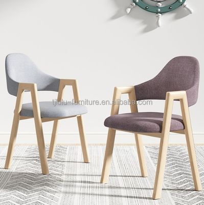 Wooden Frame Dinning Room Chair Nordic Home Furniture Kitchen Upholstered Fabric Seat for Hotel Restaurant and Home