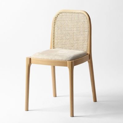 Lamb Wool/Velvet Rattan Dining Chair W47*D50*H78CM Luxury Modern Wood for Living Room Furniture