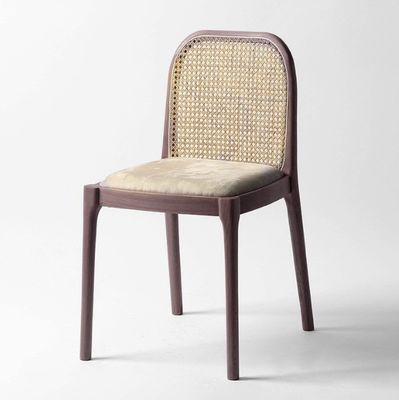 Lamb Wool/Velvet Rattan Dining Chair W47*D50*H78CM Luxury Modern Wood for Living Room Furniture