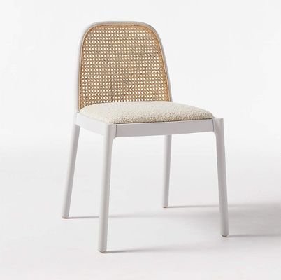 Lamb Wool/Velvet Rattan Dining Chair W47*D50*H78CM Luxury Modern Wood for Living Room Furniture