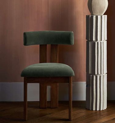 Green Velvet/Lamb Wool Material Modern Solid Wood Dining Chair for Luxury Living Room Furniture