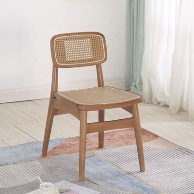 Foldable Rattan Chair NO Folded Simple Style Rattan Mesh Backrest Wood Dining Chair Rattan Wicker Chairs