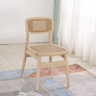 Foldable Rattan Chair NO Folded Simple Style Rattan Mesh Backrest Wood Dining Chair Rattan Wicker Chairs