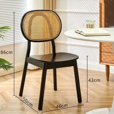 Nordic Handmade Wooden Dining Room Wicker Chair Rattan Chair Without Cushion Garden Livingroom Chair in Customized Size
