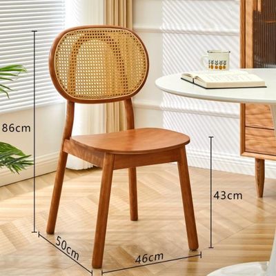 Nordic Handmade Wooden Dining Room Wicker Chair Rattan Chair Without Cushion Garden Livingroom Chair in Customized Size
