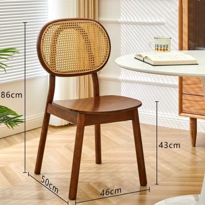 Nordic Handmade Wooden Dining Room Wicker Chair Rattan Chair Without Cushion Garden Livingroom Chair in Customized Size