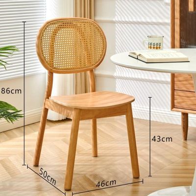 Nordic Handmade Wooden Dining Room Wicker Chair Rattan Chair Without Cushion Garden Livingroom Chair in Customized Size
