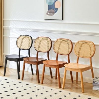 Nordic Handmade Wooden Dining Room Wicker Chair Rattan Chair Without Cushion Garden Livingroom Chair in Customized Size