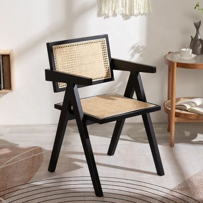 OEM Service Accepted Dining Room Furniture Designer Nordic Solid Wood Rattan Chair with Backrest