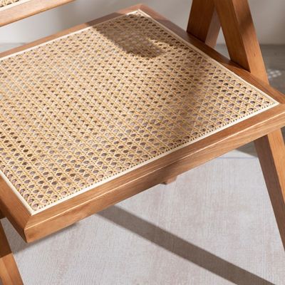 OEM Service Accepted Dining Room Furniture Designer Nordic Solid Wood Rattan Chair with Backrest