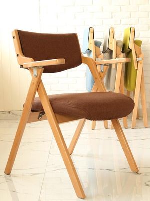 Foldable Chair Fabric Oak Wood Metal Folding Dining Chairs For Events W50*D60*H82CM Dining Room Furniture