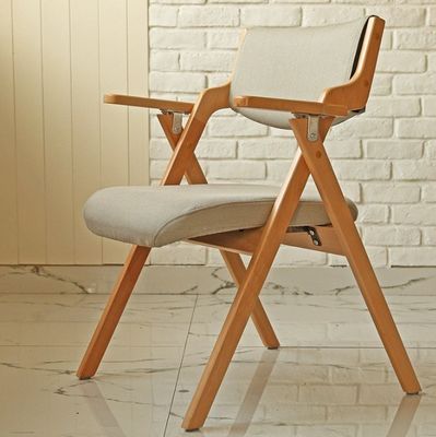 Foldable Chair Fabric Oak Wood Metal Folding Dining Chairs For Events W50*D60*H82CM Dining Room Furniture