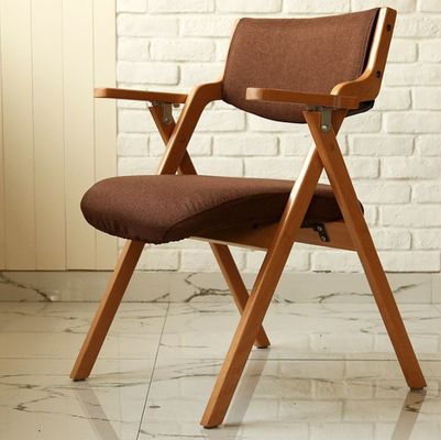 Foldable Chair Fabric Oak Wood Metal Folding Dining Chairs For Events W50*D60*H82CM Dining Room Furniture