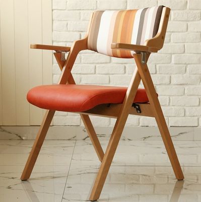 Foldable Chair Fabric Oak Wood Metal Folding Dining Chairs For Events W50*D60*H82CM Dining Room Furniture