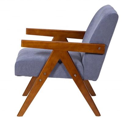 Designed Genuine Leather and Solid Wood Armchair Chair for Customized Practicality in Living Room