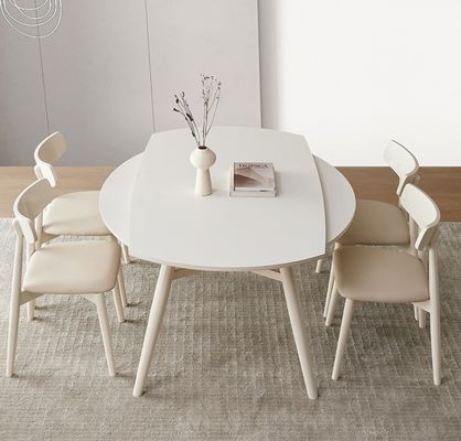 Nordic Style Dining Room Chair with Solid Wood Legs and Fabric Cover in Nitrolacquer Finish