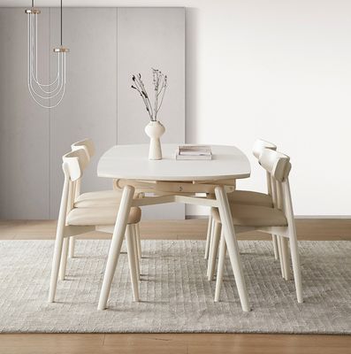 Nordic Style Dining Room Chair with Solid Wood Legs and Fabric Cover in Nitrolacquer Finish