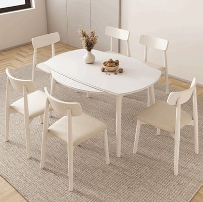 Nordic Style Dining Room Chair with Solid Wood Legs and Fabric Cover in Nitrolacquer Finish